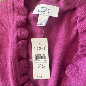 LOFT Women's Ruffled Purple Cardigan
